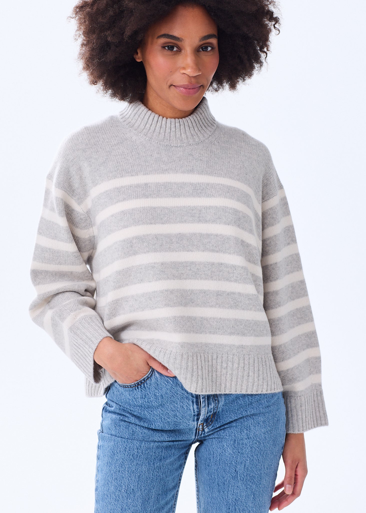 新品　WOMEN’S WR STRIPE CREW NECK KNIT S Women's Striped Cashmere Sweater | Thick & Cozy Breton Stripe