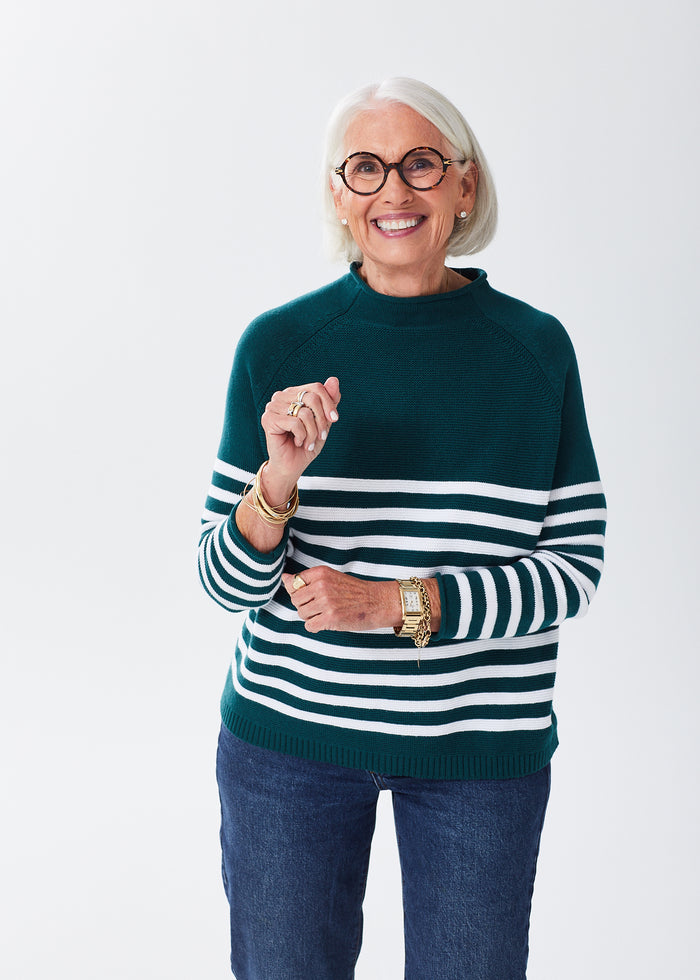 The Cotton Mock Neck - Striped - Discontinued Color