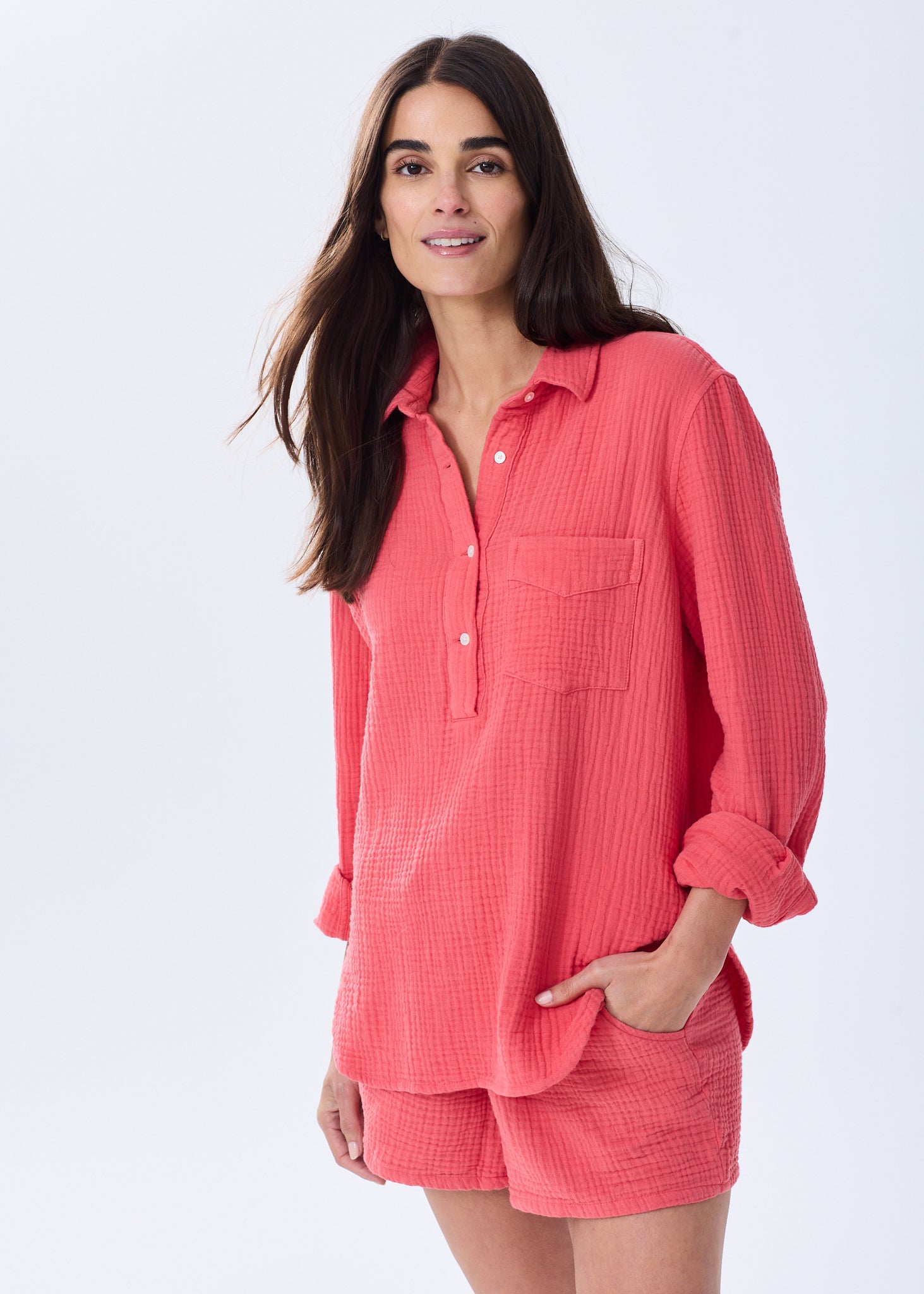Women's Luxury Triple Gauze Button Down Top - Organic Cotton