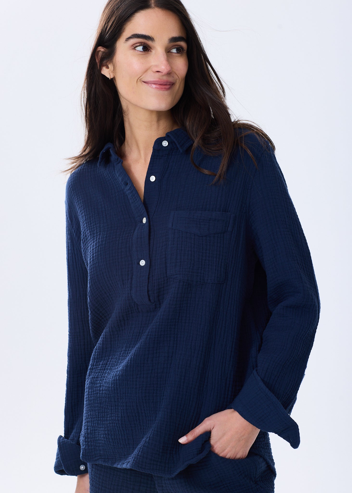 Women's Luxury Triple Gauze Button Down Top - Organic Cotton