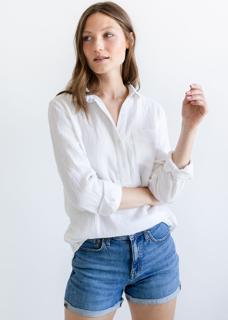 3 Ways To Style A Denim Shirt - It's Sarah Lilly
