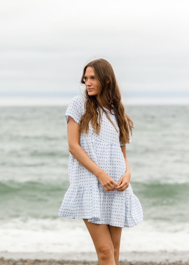 The Linen Ruffle Dress - Block Print - Discontinued Style