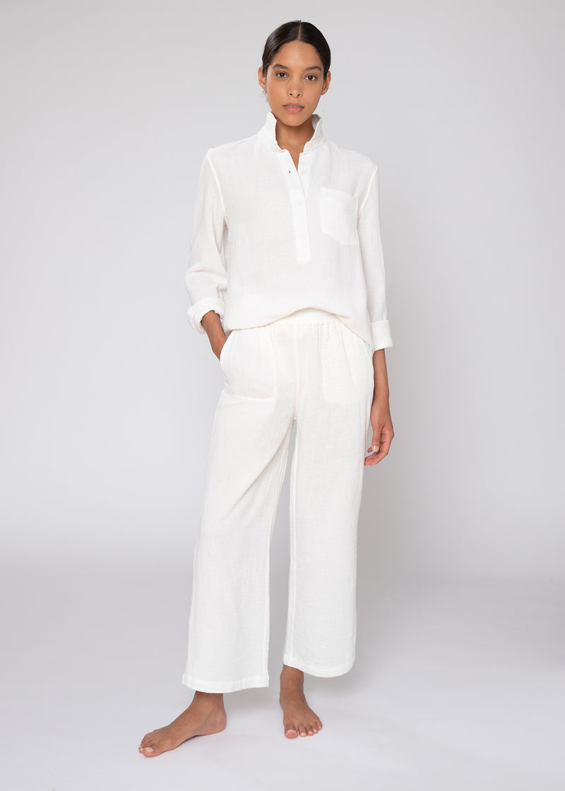 Women Solid Plain Cotton Trouser Pant (White) – Fabclub