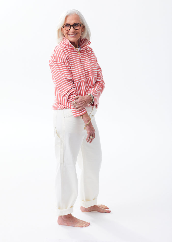 The Zip-Up Sweatshirt - Striped