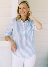 The Cotton Gauze Cloud Top - Striped - Discontinued Style