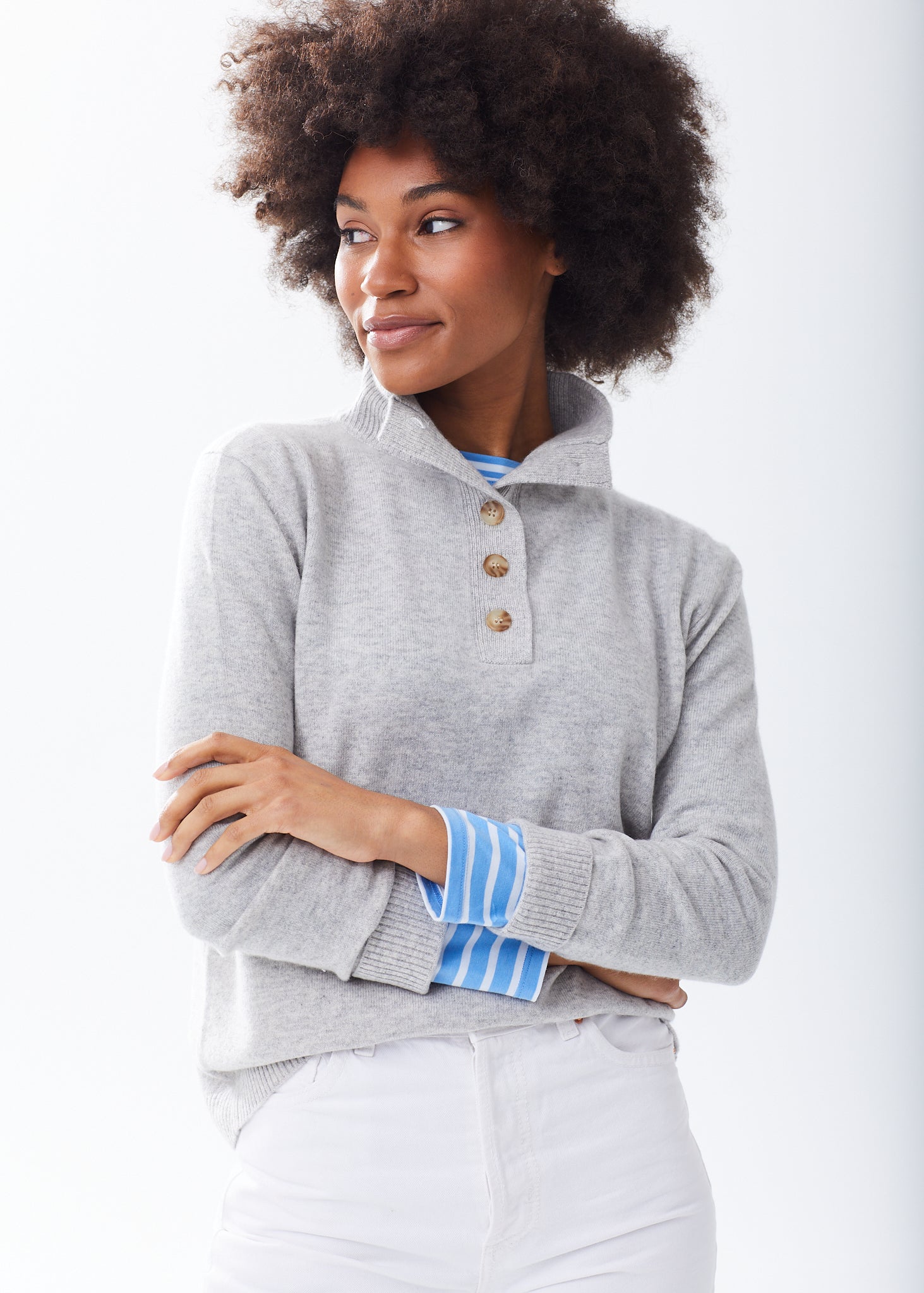 Women's Cashmere Button Henley Sweater – Alice Walk