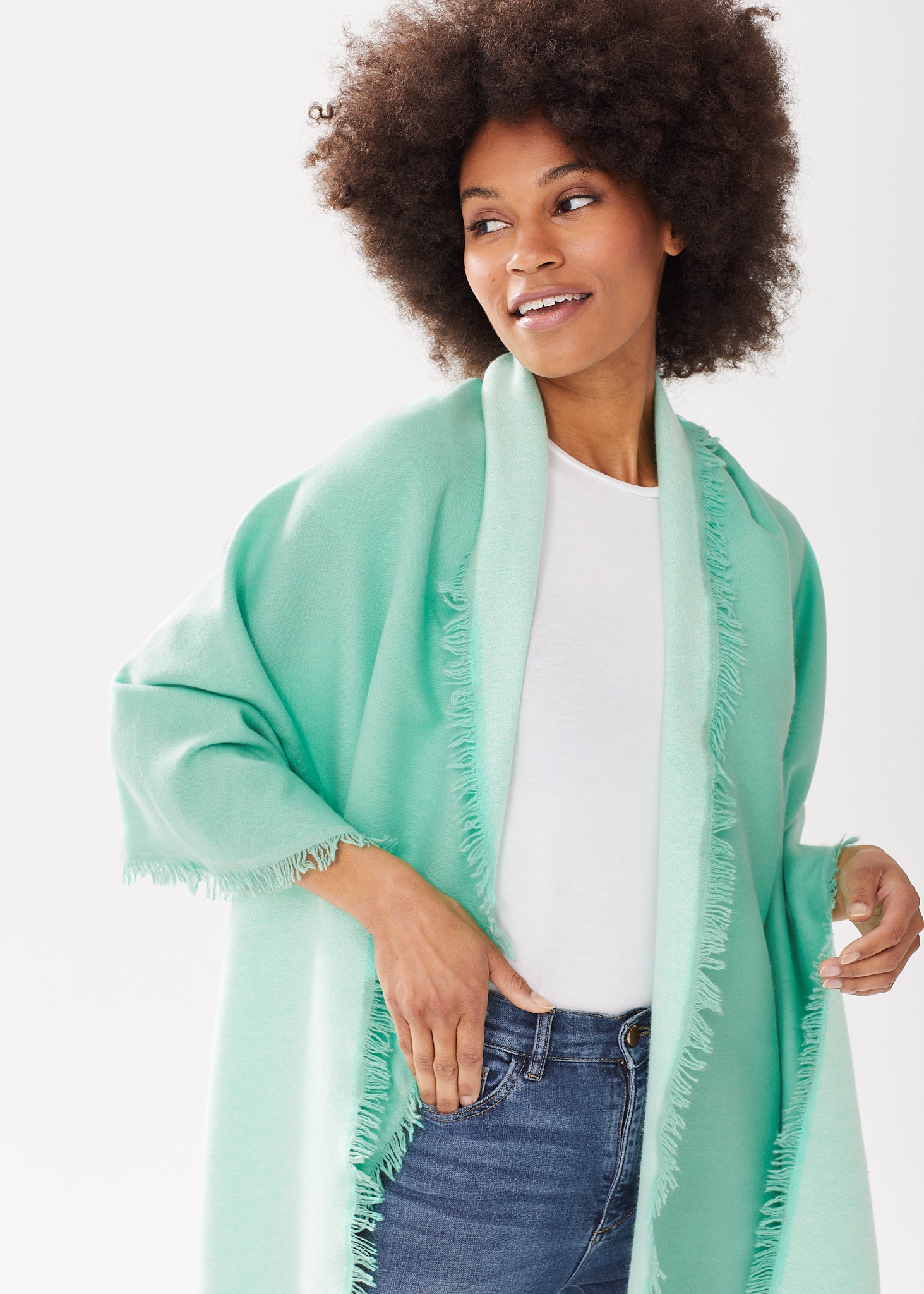 Green cashmere shawl hotsell