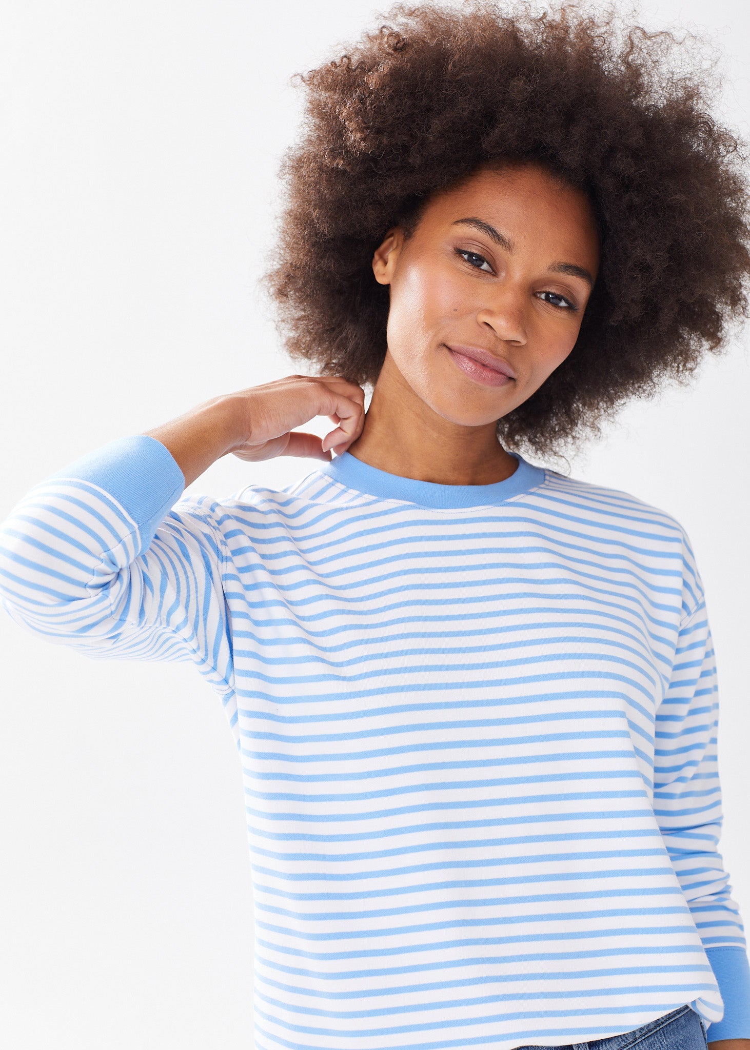 Sweatshirt striped sleeves on sale