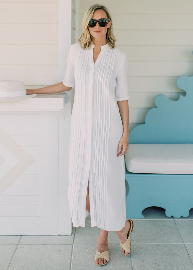 The Pintuck Cotton Gauze Maxi Dress - Discontinued Style
